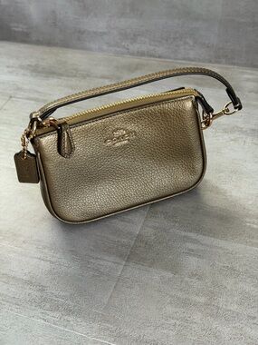 Coach Nolita 15 Metallic Gold Pebbled Leather Wristlet